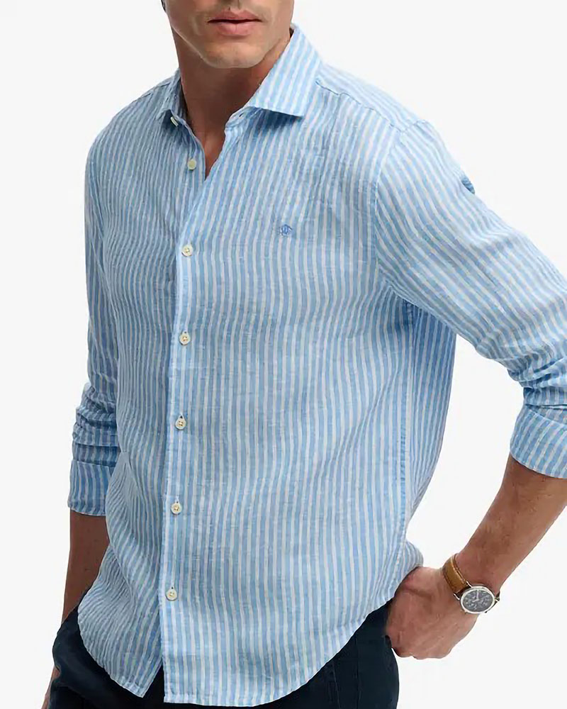 SUPERDRY & CO D2 STUD RIVIERA L/S LINEN SHIRT ΠΟΥΚΑΜΙΣΟ ΑΝΔΡΙΚΟ - SD0APM4011103A000000