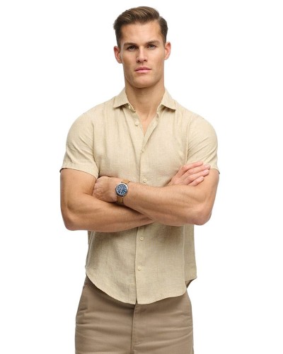 SUPERDRY & CO D3 STUD RIVIERA S/S LINEN SHIRT ΠΟΥΚΑΜΙΣΟ ΑΝΔΡΙΚΟ - SD0APM4011104A000000