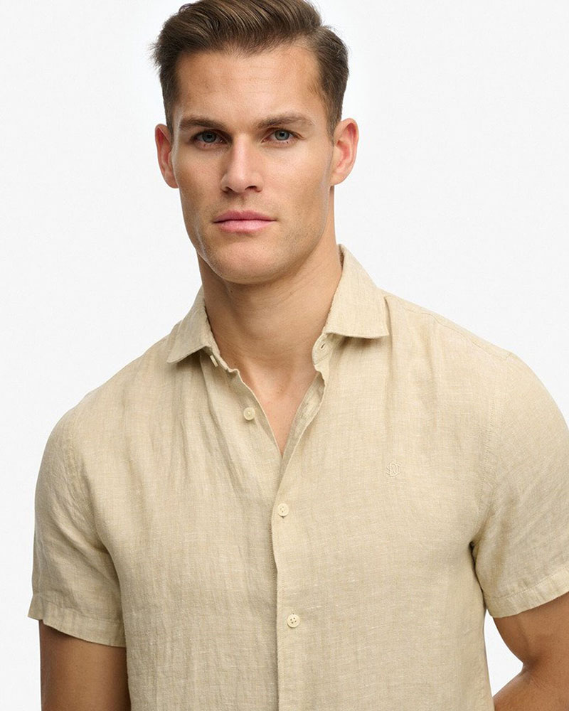 SUPERDRY & CO D3 STUD RIVIERA S/S LINEN SHIRT ΠΟΥΚΑΜΙΣΟ ΑΝΔΡΙΚΟ - SD0APM4011104A000000