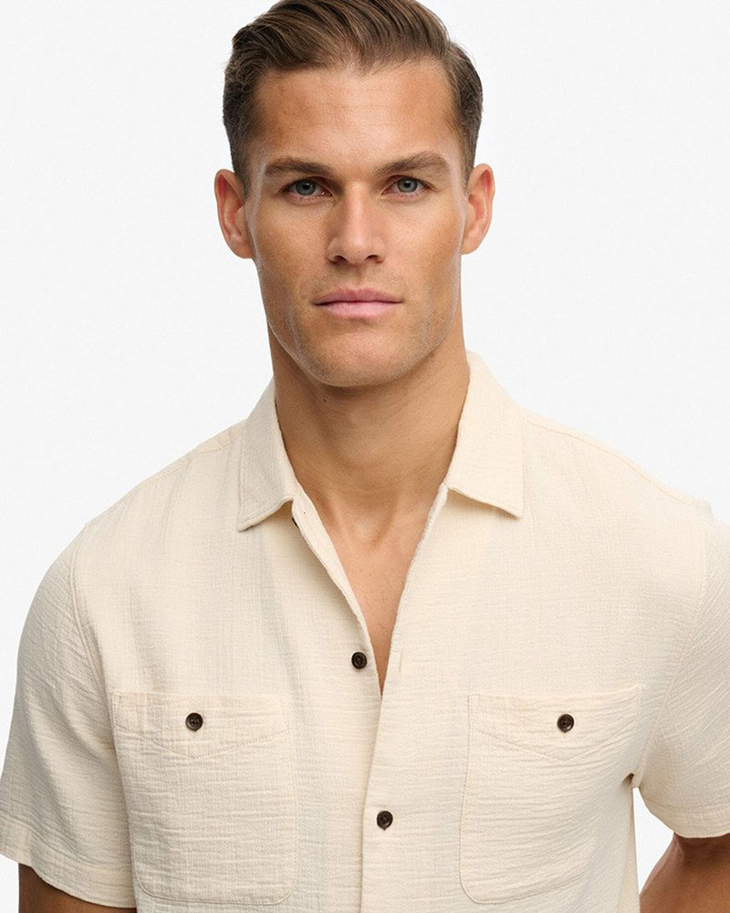 SUPERDRY & CO D2 STUD MERCHANT TEXTURED S/S SHIRT ΠΟΥΚΑΜΙΣΟ ΑΝΔΡΙΚΟ - SD0APM4011123A000000