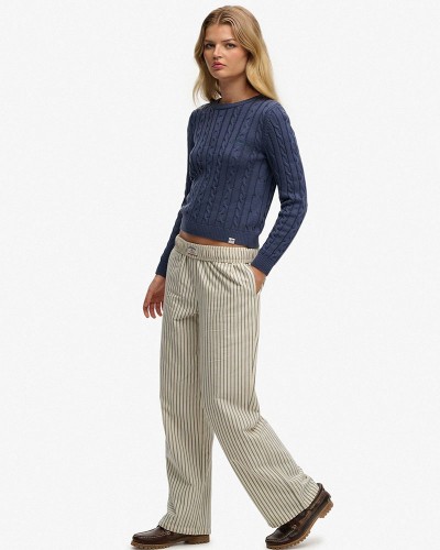 SUPERDRY & CO D2 OVIN COTTON STRIPE ELASTIC TROUSER ΠΑΝΤΕΛΟΝΙ ΓΥΝΑΙΚΕΙΟ - SD0APW7011273A000000