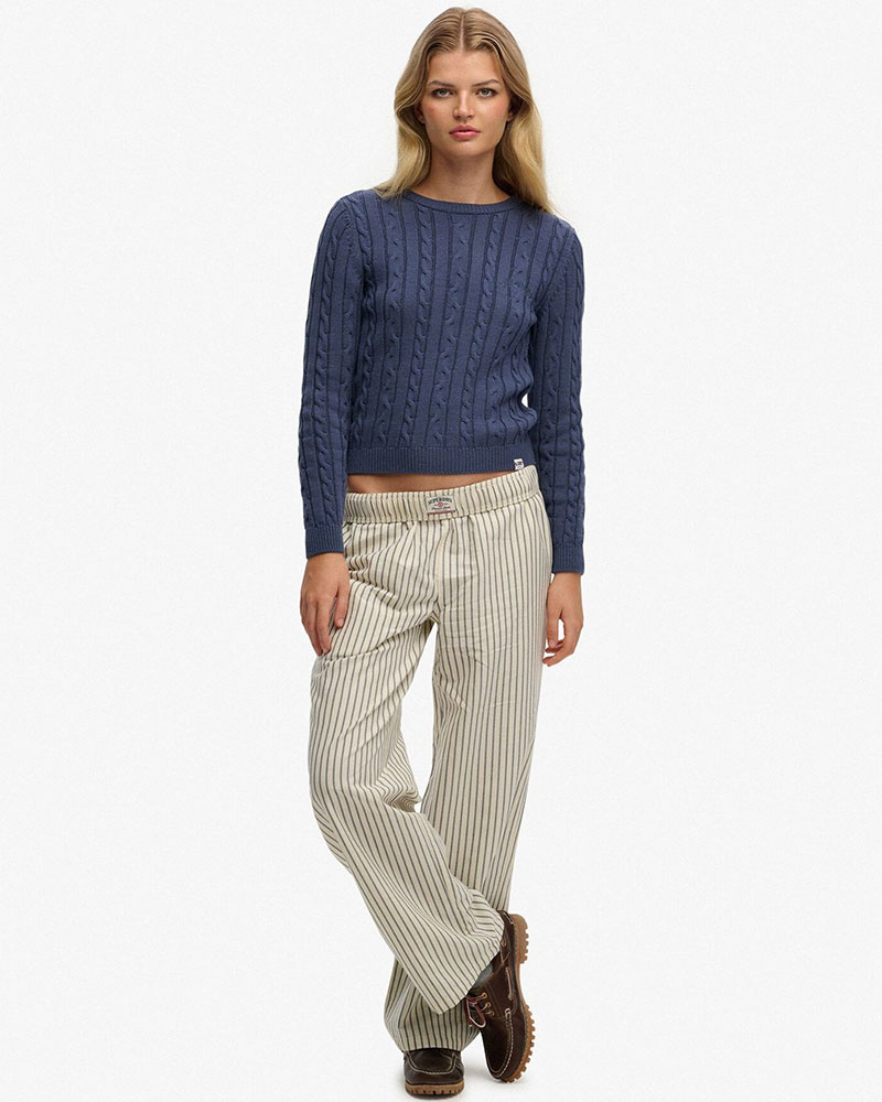 SUPERDRY & CO D2 OVIN COTTON STRIPE ELASTIC TROUSER ΠΑΝΤΕΛΟΝΙ ΓΥΝΑΙΚΕΙΟ - SD0APW7011273A000000
