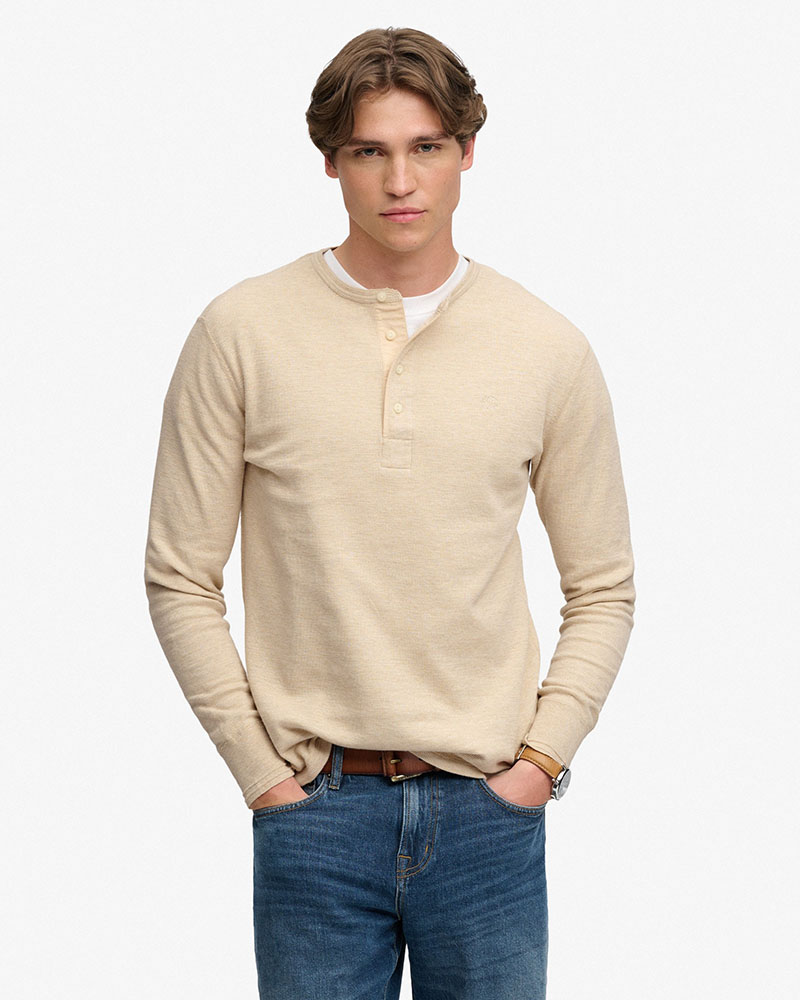 SUPERDRY & CO MINI SLUB WAFFLE LS GRANDAD ΜΠΛΟΥΖΑ ΑΝΔΡΙΚΟ - SD0APM6010974A000000