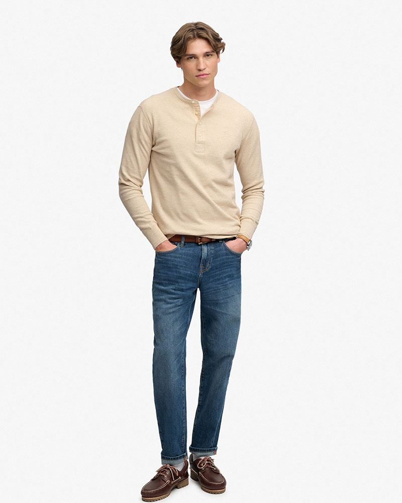 SUPERDRY & CO MINI SLUB WAFFLE LS GRANDAD ΜΠΛΟΥΖΑ ΑΝΔΡΙΚΟ - SD0APM6010974A000000