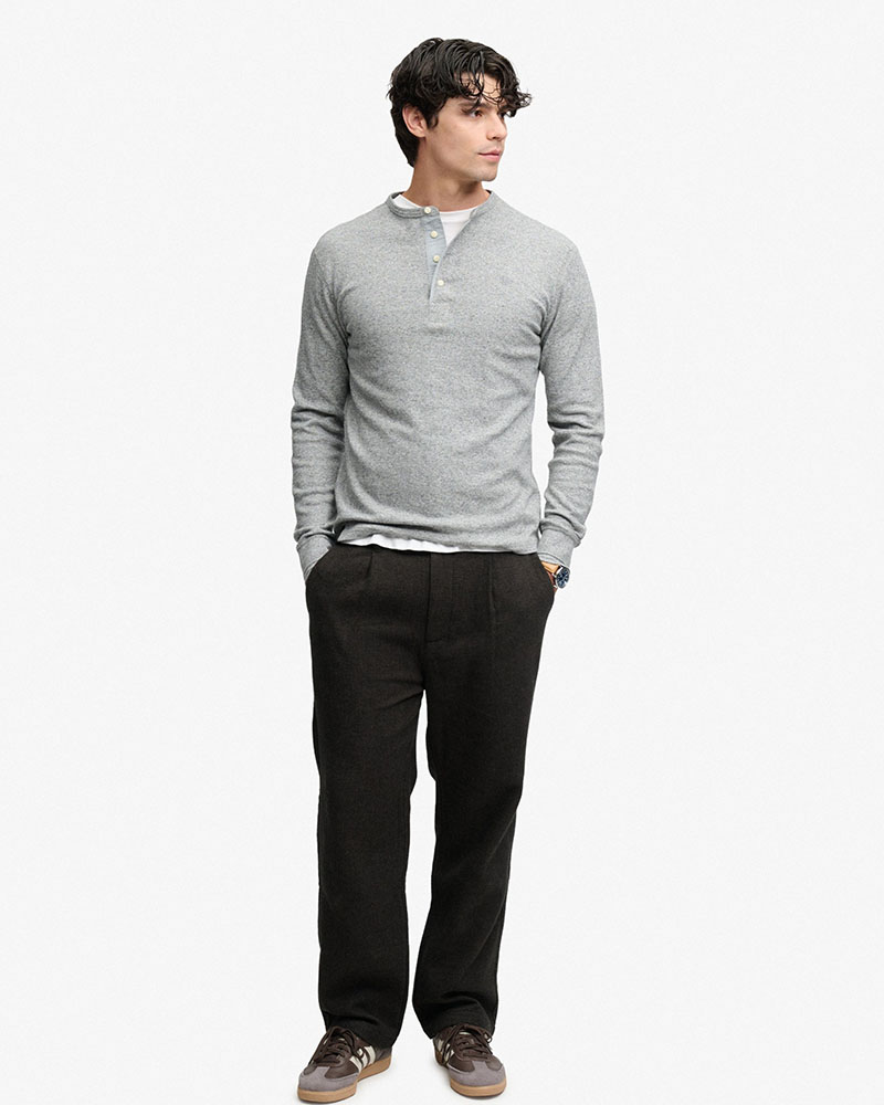 SUPERDRY & CO MINI SLUB WAFFLE LS GRANDAD ΜΠΛΟΥΖΑ ΑΝΔΡΙΚΟ - SD0APM6010974A000000