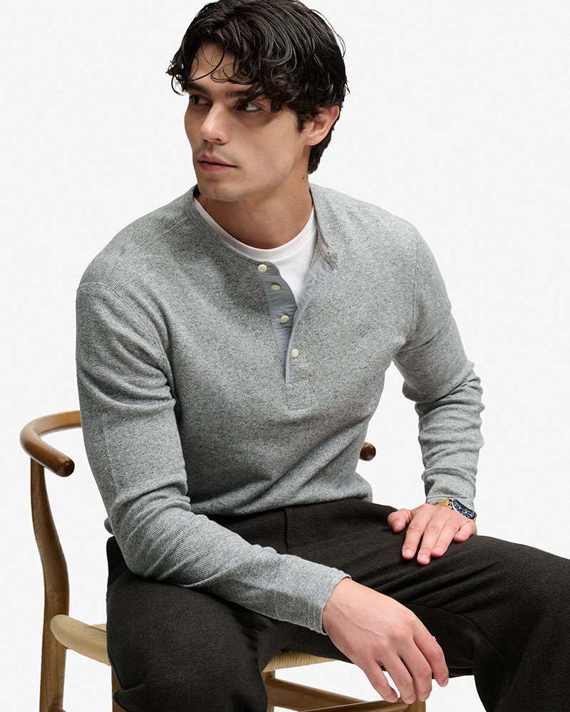 SUPERDRY & CO MINI SLUB WAFFLE LS GRANDAD ΜΠΛΟΥΖΑ ΑΝΔΡΙΚΟ - SD0APM6010974A000000