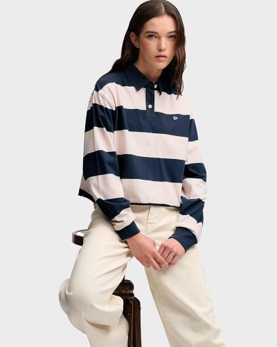 SUPERDRY & CO ATH ESS CROPPED STRIPE RUGBY ΜΠΛΟΥΖΑ ΓΥΝΑΙΚΕΙΟ - SD0APW6012332A000000