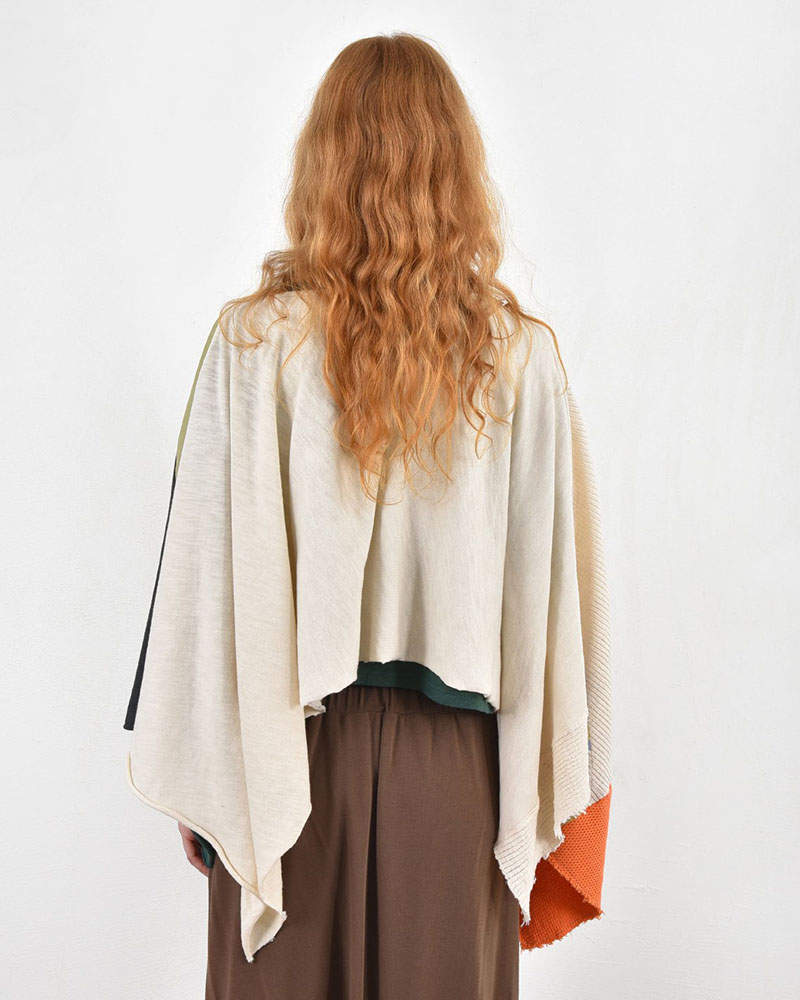 HEEL ΤΡΙΚΟΤ ΠΟΝΤΣΟ PATCHWORK  "WINDER SUN" - 54-000005