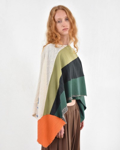 HEEL ΤΡΙΚΟΤ ΠΟΝΤΣΟ PATCHWORK  "WINDER SUN" - 54-000005