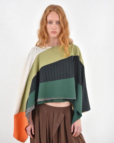 HEEL ΤΡΙΚΟΤ ΠΟΝΤΣΟ PATCHWORK  "WINDER SUN" - 54-000005