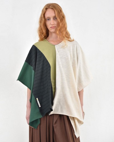 HEEL ΤΡΙΚΟΤ ΠΟΝΤΣΟ PATCHWORK  "WINDER SUN" - 54-000005