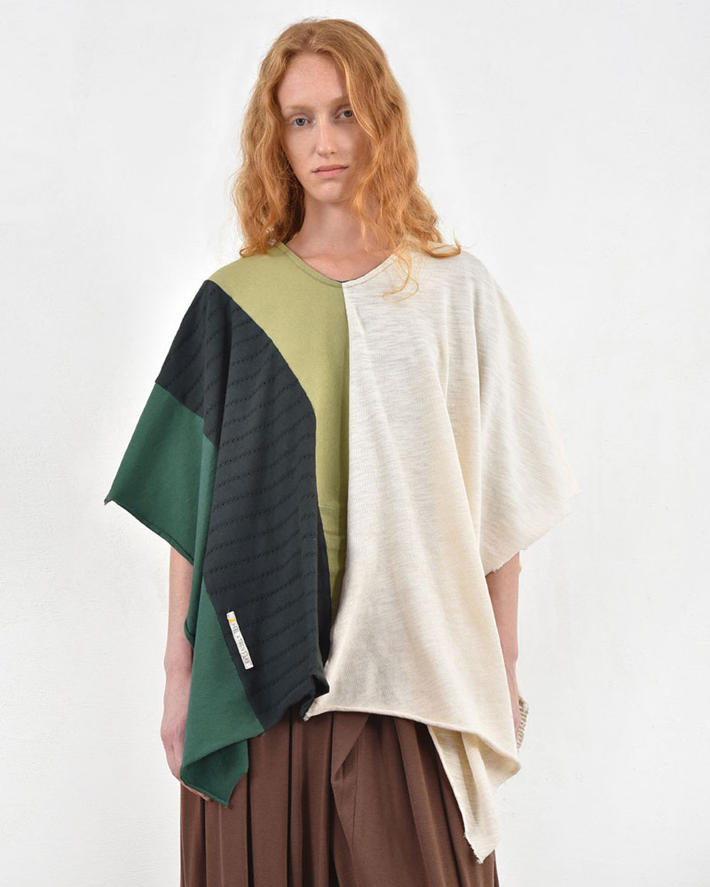 HEEL ΤΡΙΚΟΤ ΠΟΝΤΣΟ PATCHWORK  "WINDER SUN" - 54-000005