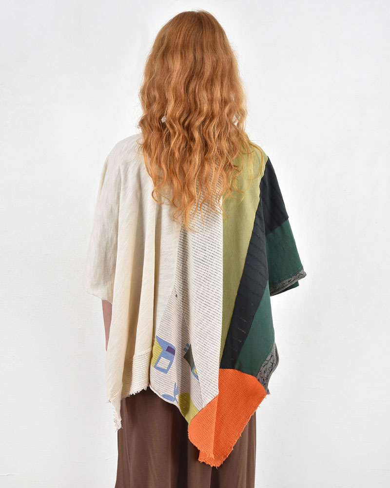 HEEL ΤΡΙΚΟΤ ΠΟΝΤΣΟ PATCHWORK  "WINDER SUN" - 54-000005