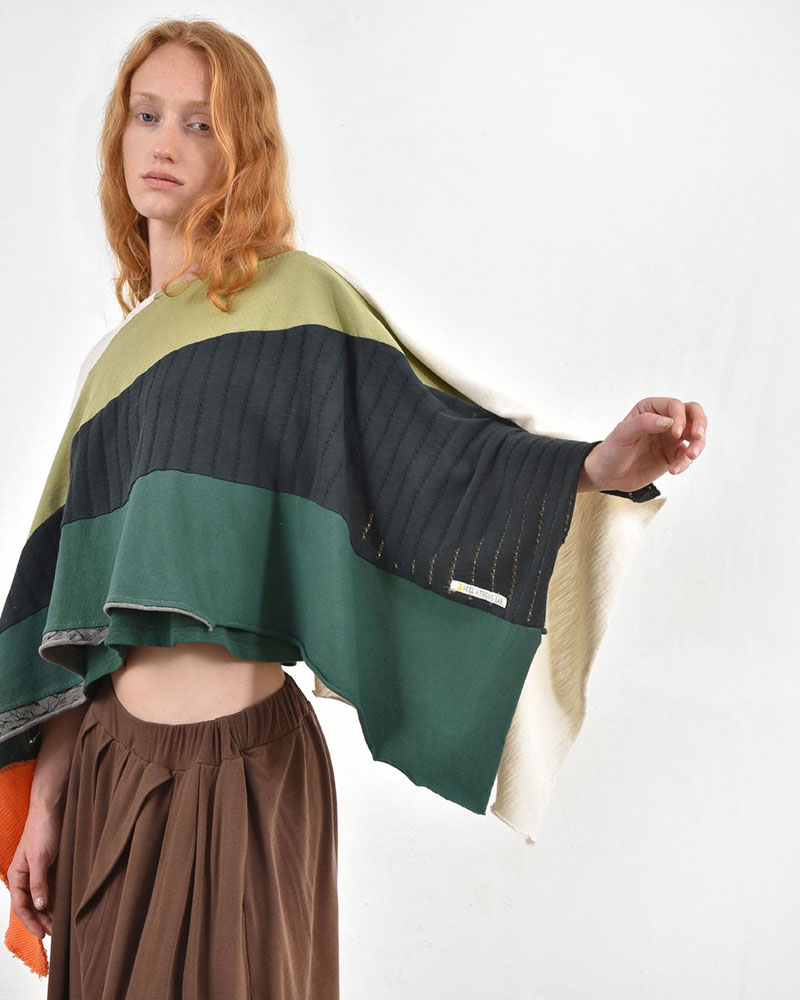 HEEL ΤΡΙΚΟΤ ΠΟΝΤΣΟ PATCHWORK  "WINDER SUN" - 54-000005