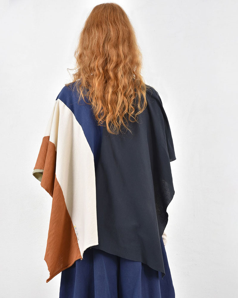 HEEL ΤΡΙΚΟΤ ΠΟΝΤΣΟ PATCHWORK  "WINDER SUN" - 54-000005