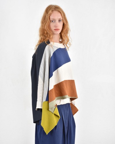 HEEL ΤΡΙΚΟΤ ΠΟΝΤΣΟ PATCHWORK  "WINDER SUN" - 54-000005