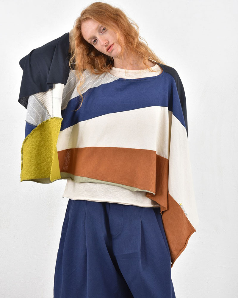 HEEL ΤΡΙΚΟΤ ΠΟΝΤΣΟ PATCHWORK  "WINDER SUN" - 54-000005