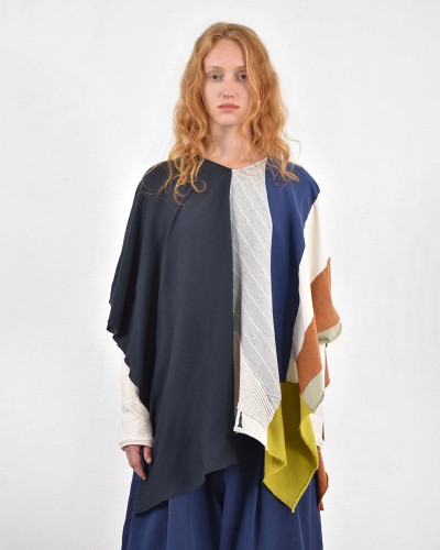 HEEL ΤΡΙΚΟΤ ΠΟΝΤΣΟ PATCHWORK  "WINDER SUN" - 54-000005