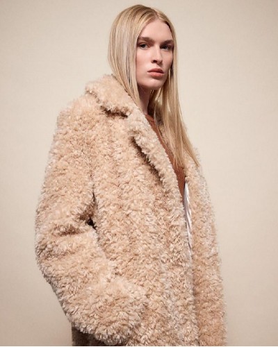 SPLENDID S' Γυναικείο μακρύ γούνινο πανωφόρι με γιακά - 54-101-100