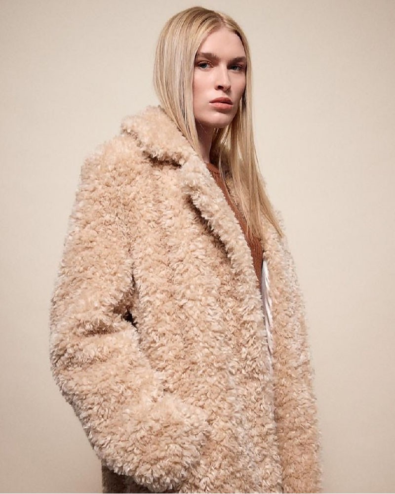 SPLENDID S' Γυναικείο μακρύ γούνινο πανωφόρι με γιακά - 54-101-100