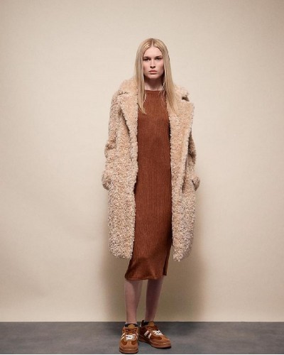 SPLENDID S' Γυναικείο μακρύ γούνινο πανωφόρι με γιακά - 54-101-100