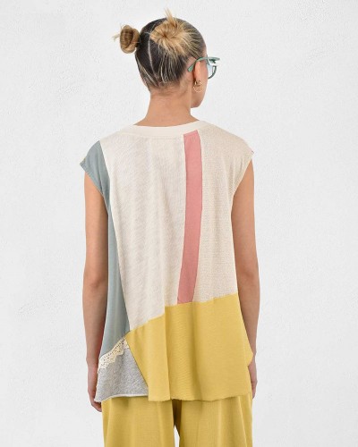 HEEL ΦΟΥΤΕΡ-ΡΙΠ ΜΠΛΟΥΖΑ ΟΜΠΡΕΛΑ PATCHWORK - 55-000010