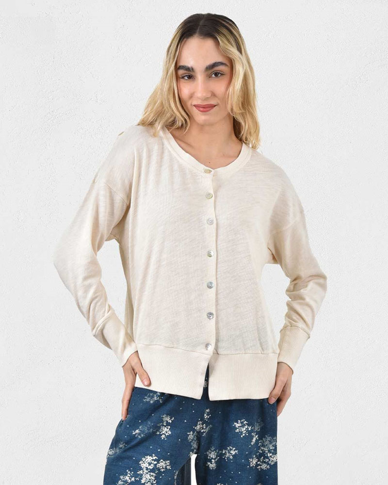 HEEL ΤΡΙΚΟΤ ΜΠΛΟΥΖΑ-ΖΑΚΕΤΑ ΜΕ ΑΝΟΙΓΜΑΤΑ ΠΛΆΙ - 55-106002