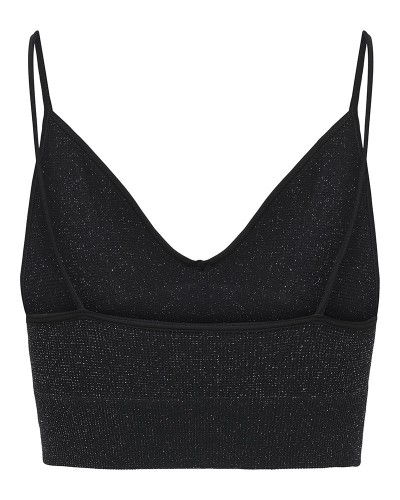 ONLY ONLVICKY GLITTER SEAMLESS V-NECK TOP ACC - 15245895