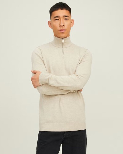 JACK & JONES JJEEMIL KNIT HALF ZIP NOOS - 12189339