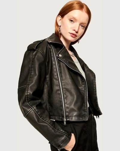 ONLY ONLCASEY FAUX LEATHER WASHED BIKER OTW - 15328481