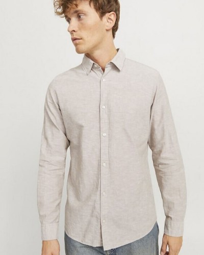 JACK & JONES JJEBREEZE LINEN BLEND SHIRT LS SN - 12268964