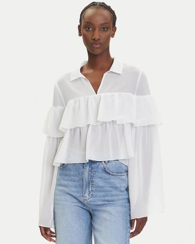 ONLY ONLSUZZI L/S FRILL TIE TOP OX WVN - 15360661 ONLY ONLSUZZI L/S FRILL TIE TOP OX WVN - 15360661