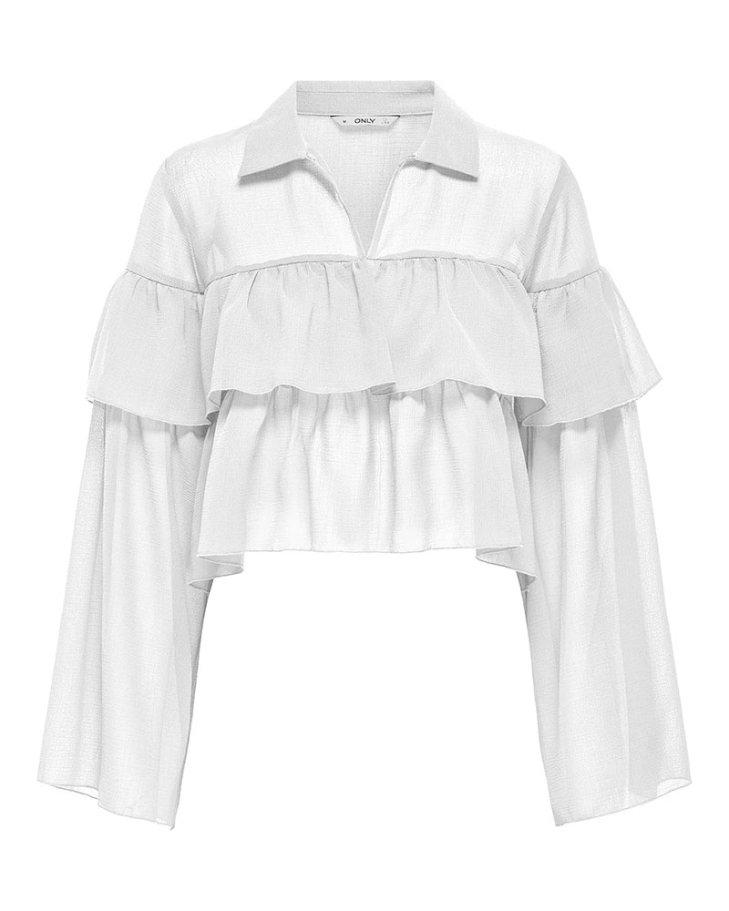ONLY ONLSUZZI L/S FRILL TIE TOP OX WVN - 15360661 ONLY ONLSUZZI L/S FRILL TIE TOP OX WVN - 15360661
