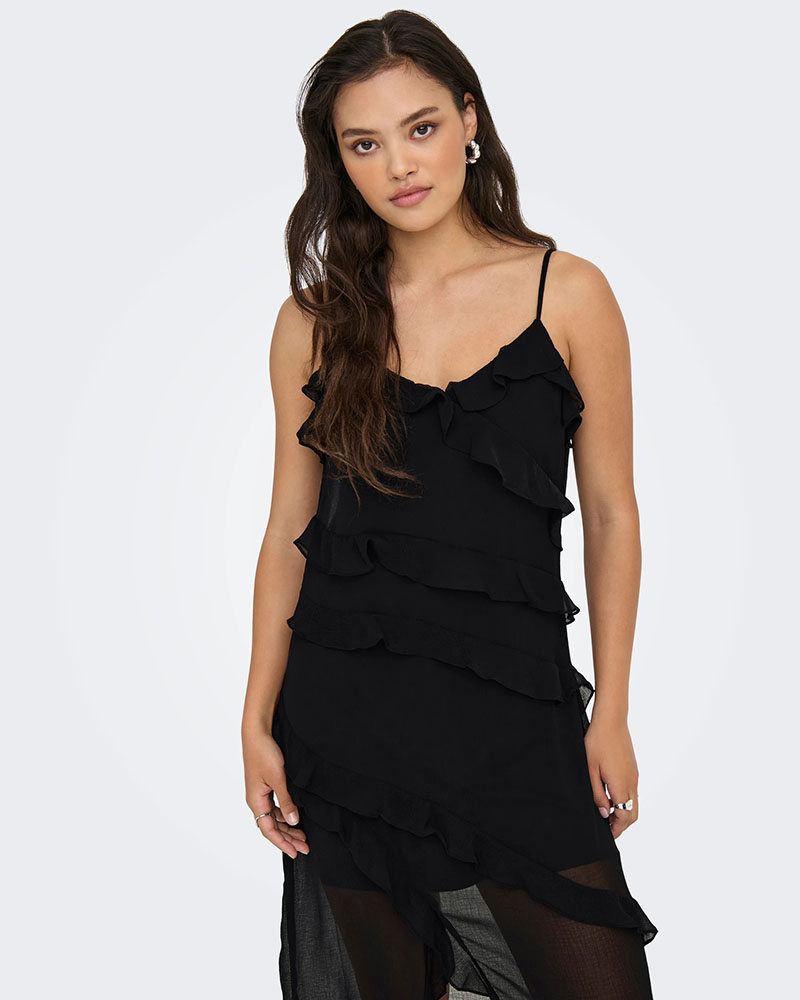 ONLY ONLSINE LIFE STRAP FRILL LONG DRESS WVN - 15358168 ONLY ONLSINE LIFE STRAP FRILL LONG DRESS WVN - 15358168