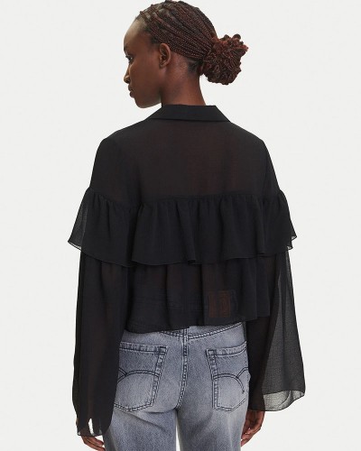 ONLY ONLSUZZI L/S FRILL TIE TOP OX WVN - 15360661 ONLY ONLSUZZI L/S FRILL TIE TOP OX WVN - 15360661