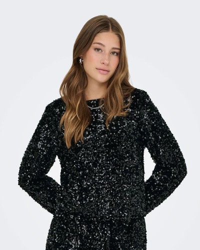 ONLY ONLCONFIDENCE L/S SEQUIN BOW TOP JRS - 15360166