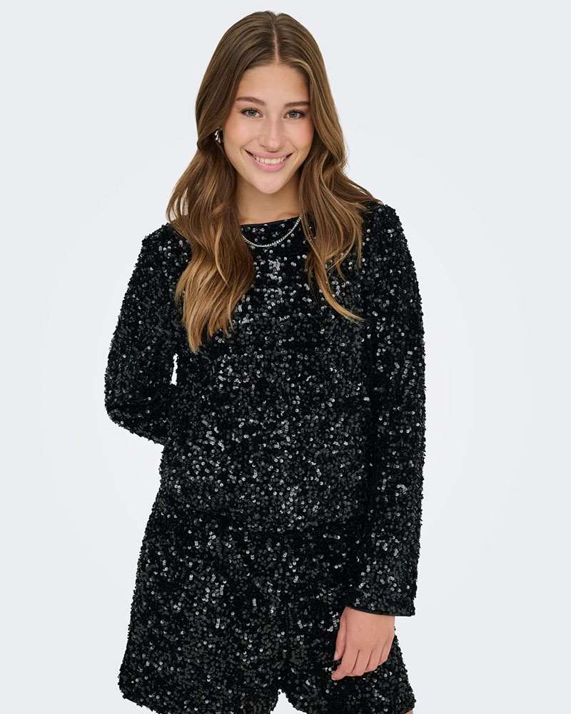 ONLY ONLCONFIDENCE L/S SEQUIN BOW TOP JRS - 15360166