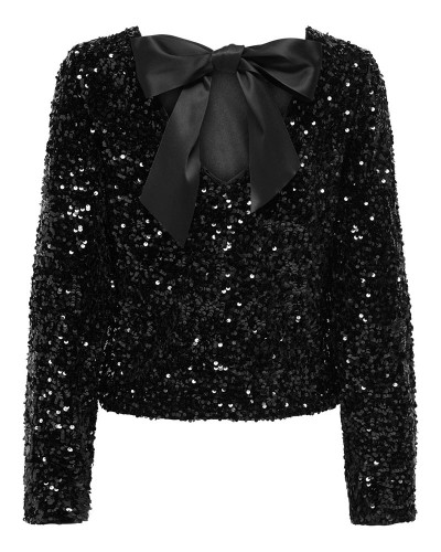 ONLY ONLCONFIDENCE L/S SEQUIN BOW TOP JRS - 15360166