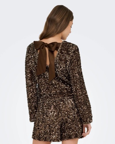 ONLY ONLCONFIDENCE L/S SEQUIN BOW TOP JRS - 15360166