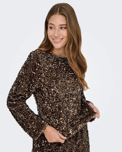 ONLY ONLCONFIDENCE L/S SEQUIN BOW TOP JRS - 15360166