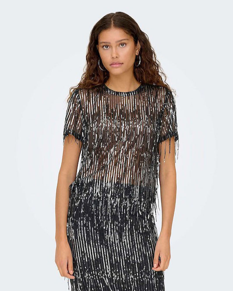 ONLY ONLSPACY SS SEQUINS TOP WVN - 15359928
