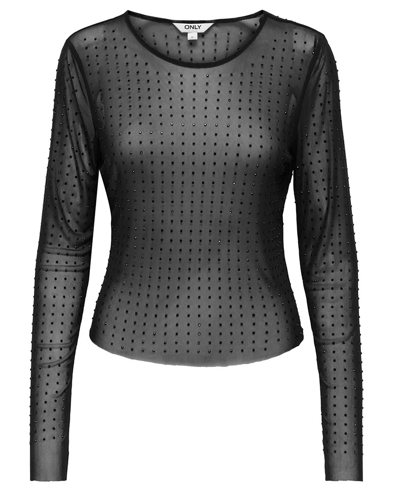 ONLY ONLHILEN LS RHINESTONE MESH TOP WVN - 15358317 ONLY ONLHILEN LS RHINESTONE MESH TOP WVN - 15358317