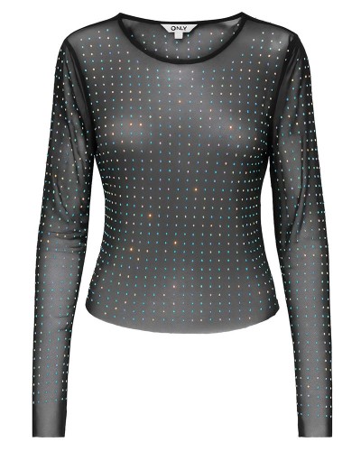 ONLY ONLHILEN LS RHINESTONE MESH TOP WVN - 15358317 ONLY ONLHILEN LS RHINESTONE MESH TOP WVN - 15358317