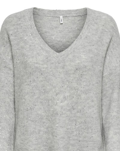 ONLY ONLARIZONA LS SEQUINS V-NECK PUL KNT - 15358452