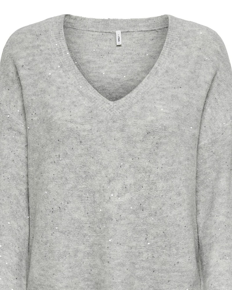 ONLY ONLARIZONA LS SEQUINS V-NECK PUL KNT - 15358452