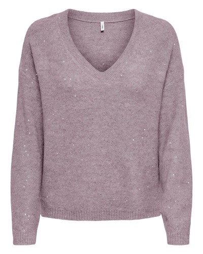 ONLY ONLARIZONA LS SEQUINS V-NECK PUL KNT - 15358452