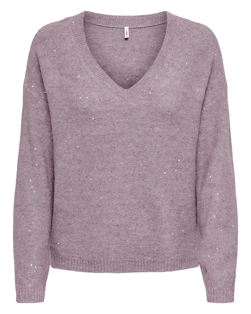 ONLY ONLARIZONA LS SEQUINS V-NECK PUL KNT - 15358452