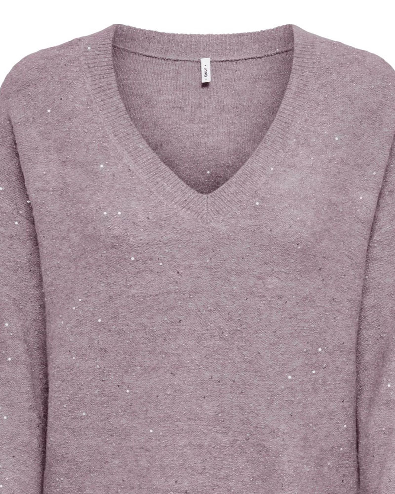 ONLY ONLARIZONA LS SEQUINS V-NECK PUL KNT - 15358452