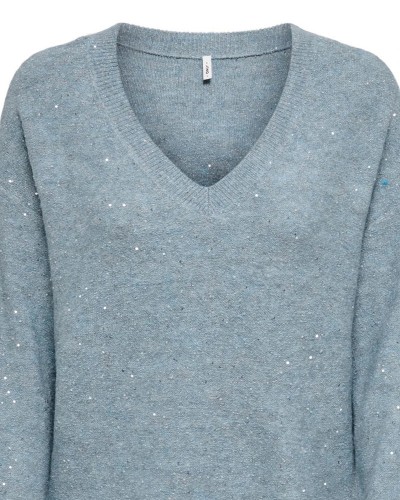 ONLY ONLARIZONA LS SEQUINS V-NECK PUL KNT - 15358452