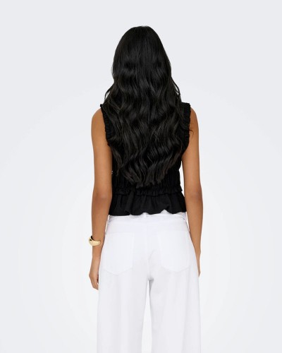 ONLY ONLGOA S/S LINEN BL FRILL TOP CC PNT - 15363693